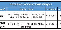 Przerwa w dostawie prądu 7-8.03.2016