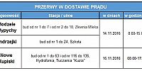 Planowane przerwy w dostawie prądu