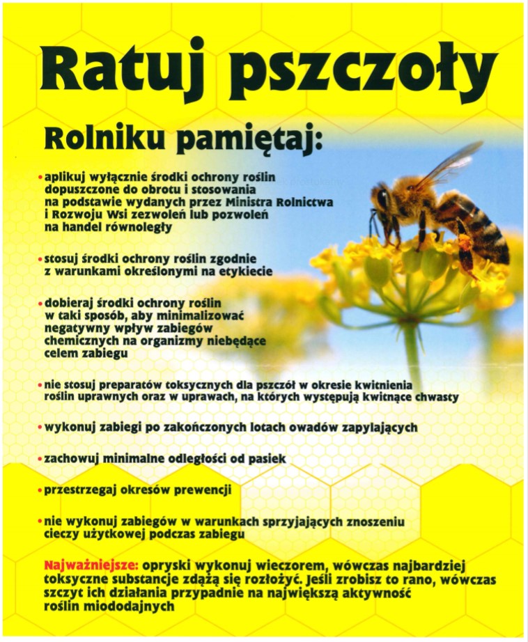 Ratuj pszczoły! - Akcja edukacyjna skierowana do rolników stosujących środki ochrony roślin