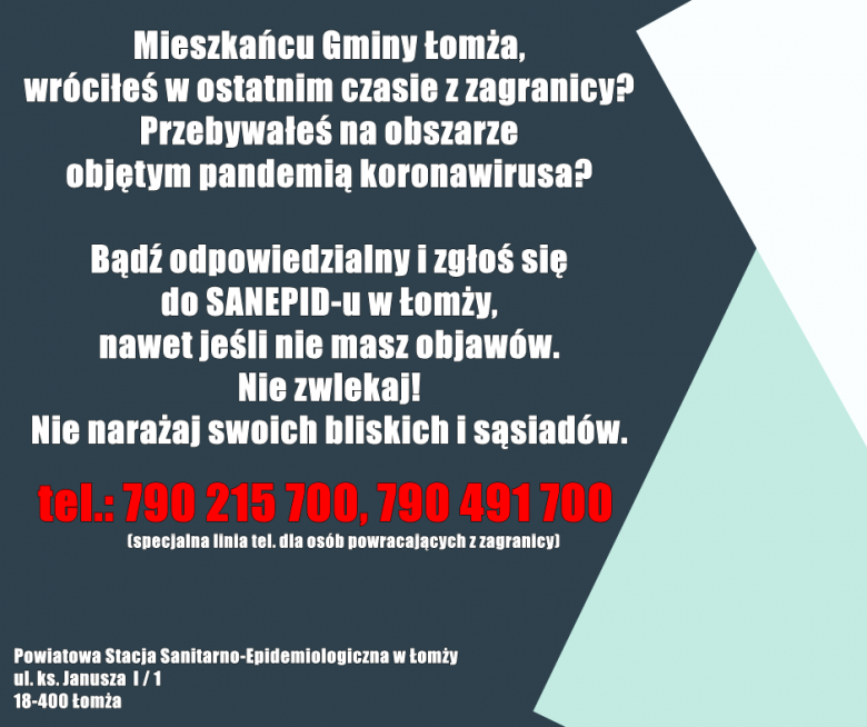 TY lub Twój sąsiad wróciliście z zagranicy? Zgłoście się do SANEPID-U