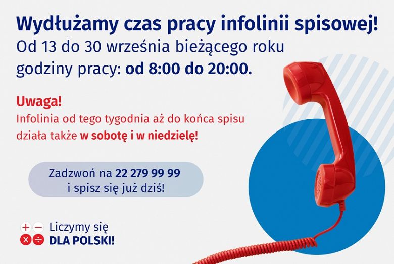 Infolinia spisowa będzie działać dłużej