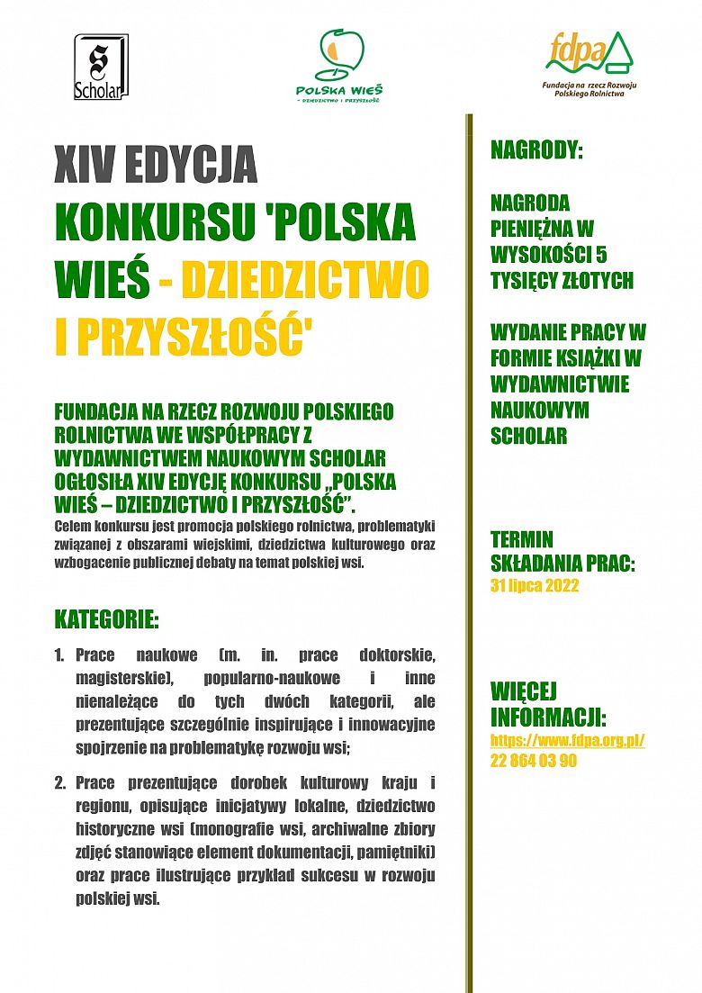 XIV edycja konkursu „Polska wieś – dziedzictwo i przyszłość