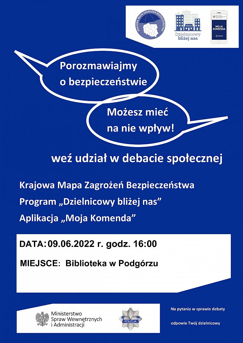 Zaproszenie na debatę społeczną w sprawie bezpieczeństwa