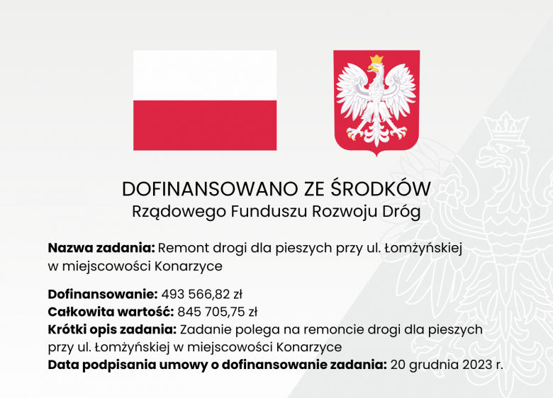 Remont drogi dla pieszych przy ul. Łomżyńskiej w miejscowości Konarzyce